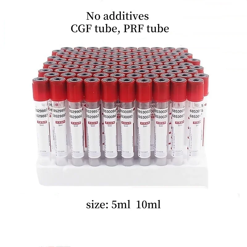 Disposable Sterile Red Top Blood Collection Tube Plain Tube With No Activator PRF Tube for Laboratory Test 5ml 10ml CGF Tube