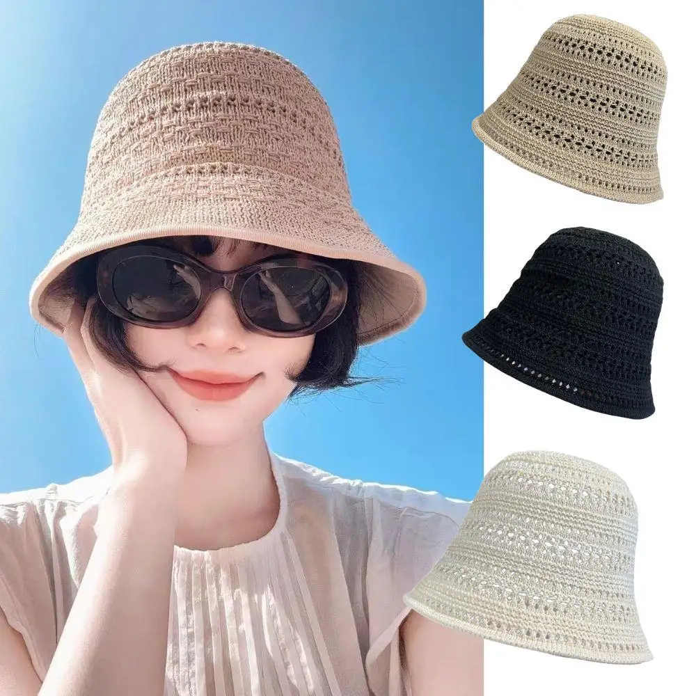 フィッシャーマンズハット レディース クロシェ サンハット 夏 ニット ホロー ペーパーストロー バケットハット アウトドア カジュアル パナマハット 女性用 シェードキャップ