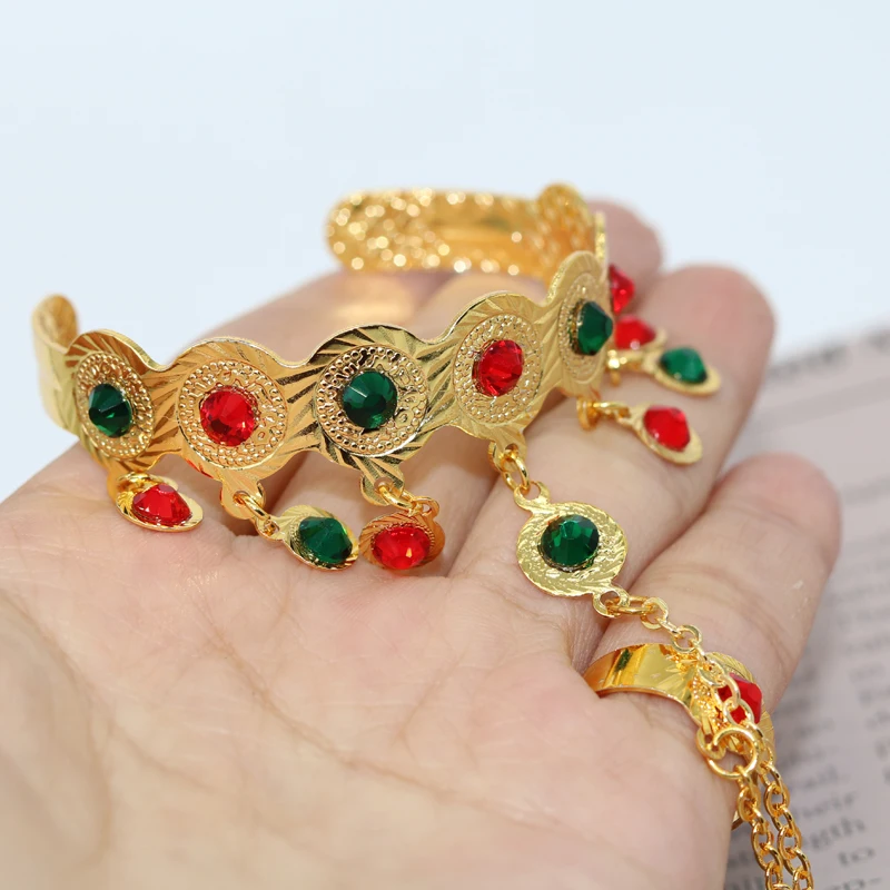 Children\'s Coin Bracelets in Dubai, Africa, Colorful Gemstone Rings for Wwomen in the Middle East and India, Wedding Gift