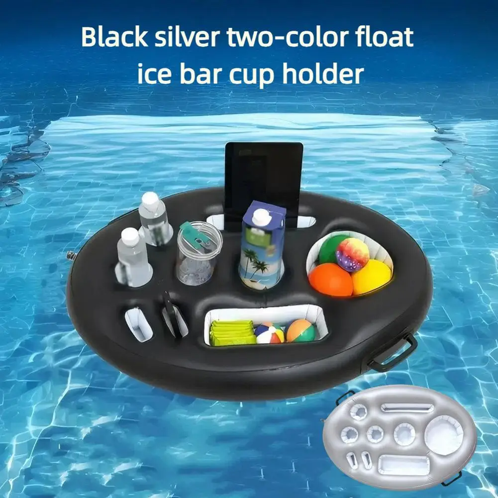 Inflatable Pool Floating Drink Holder Beer Cooler Tray PVC Cup Floating Coaster for Party Beach Summer Family Fun Swimming