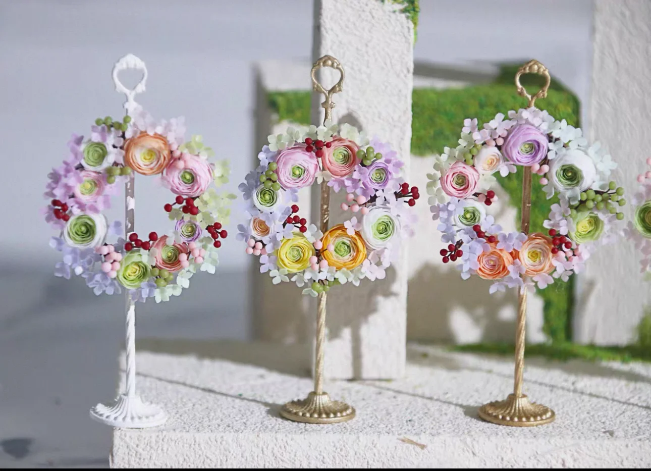 Bjd Dollhouse Accessories Miniature Clay POT Garlands Gerberas Maple Leaves Pomegranate Branches Garden Decorations Rattan Chair