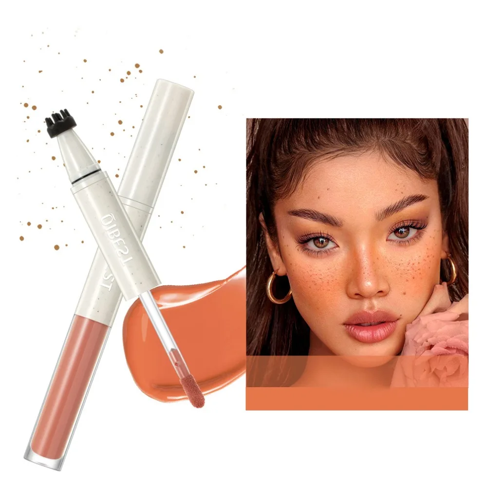 

2-in-1 Dual-Ended Freckle &Blush Stick Waterproof Natural Fake Freckles Pen Long Lasting Quick Drying Stamp Freckle Blush Pen