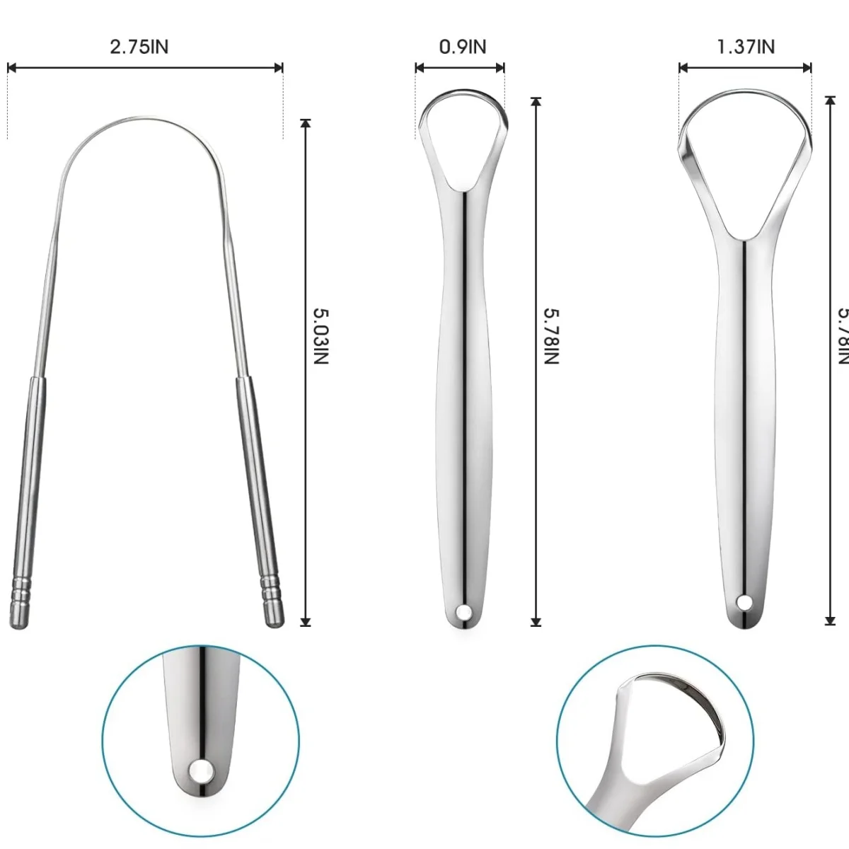 Tongue Scrappers, Mouth Brush Tongue Cleaner, Surgical Stainless Steel Tongue Cleaner for Adults and Kids, Oral Hygiene Kit