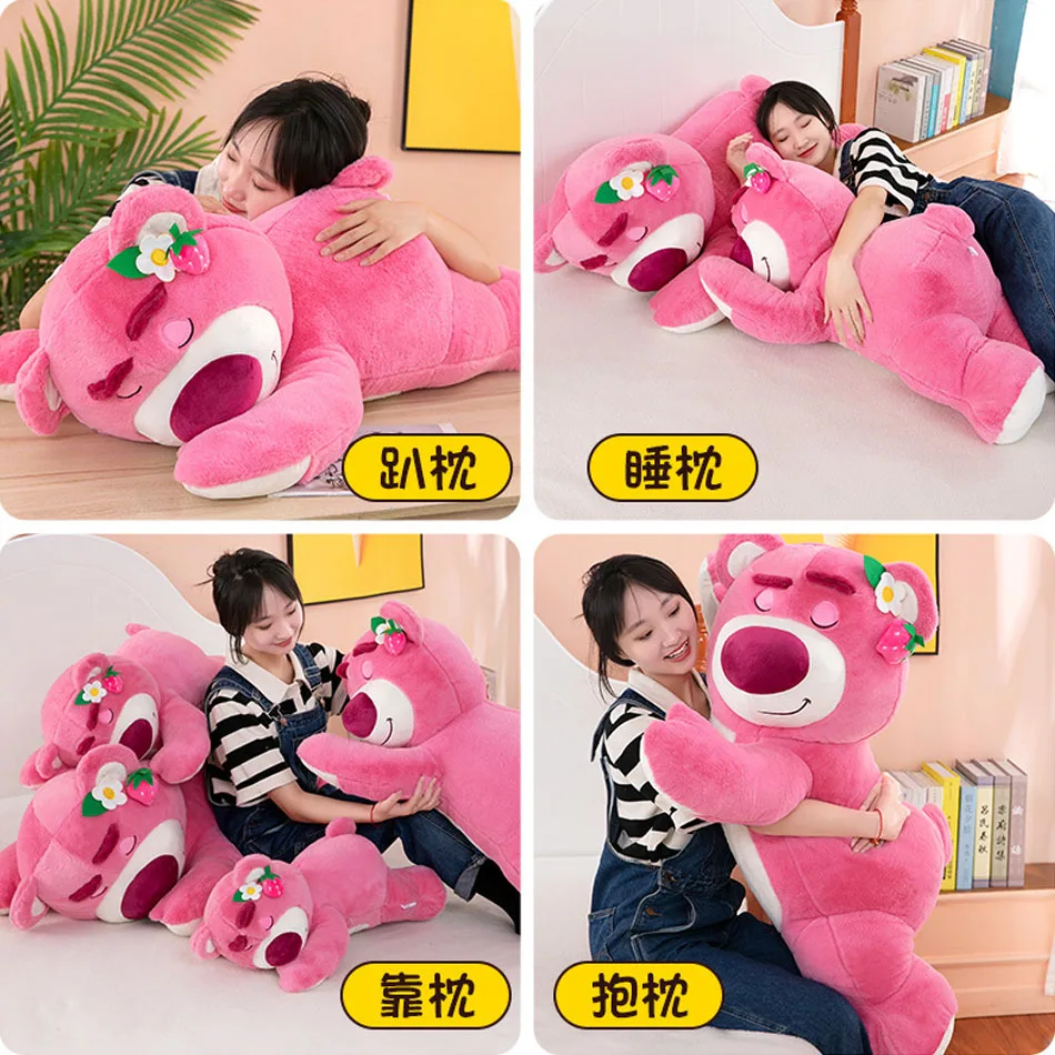 

2026 Disney Toy Story Lotso Cute Bear Strawberry Sofa Plush Pillow Stuffed Toys Children Girls Friends Festivals Birthday Gift