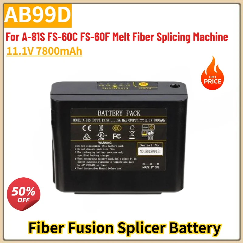

100% New High Quality AB99D 11.1V 7800mAh Fiber Fusion Splicer Battery For A-81S FS-60C FS-60F Melt Fiber Splicing Machine