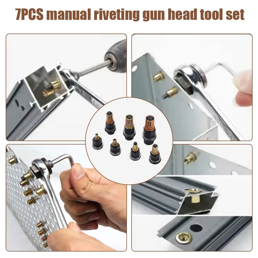 70個入りハンドリベットナットツールセット、手動リベッターキット、M4 M5 M6 M8 M10ナットヘッド付き、DIY修理・取り付け用、使いやすいアクセサリー