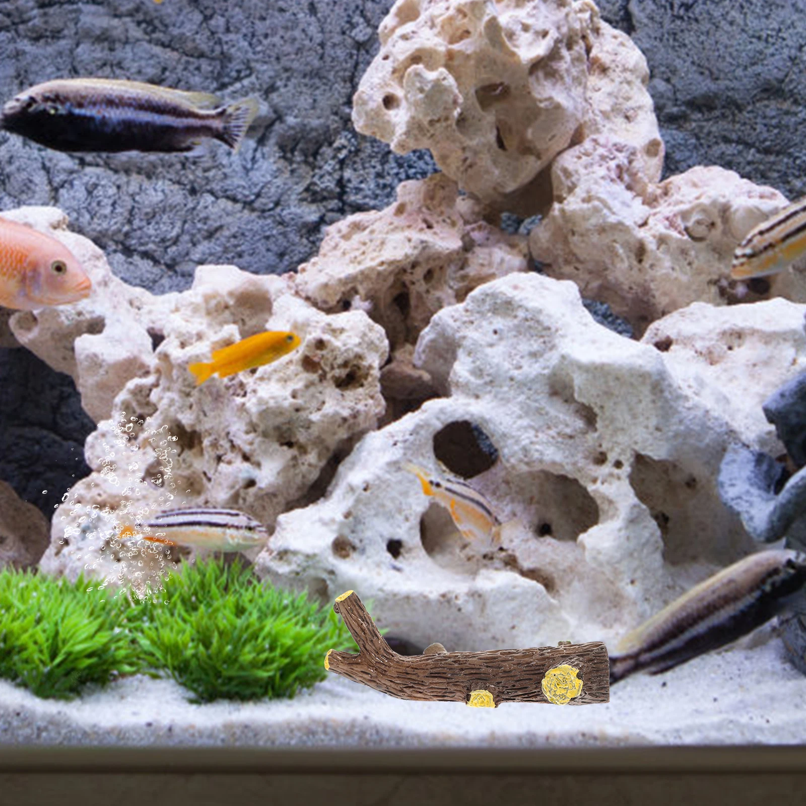 

2pcs Green Leaves Big Tree Branch Aquarium Decor Natural Wood Fish Tank Accessories Goldfish Turtle Tank Landscaping Simulation