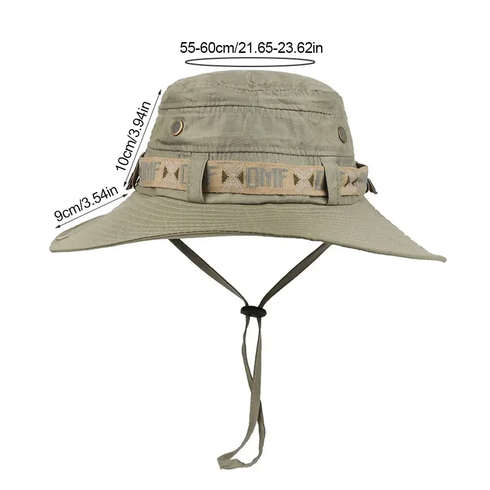 Summer Men Bucket Hat Outdoor UV Protection Wide Brim Panama Safari Hunting Hiking Hat Mesh Fisherman Hat Beach Sunscreen Cap