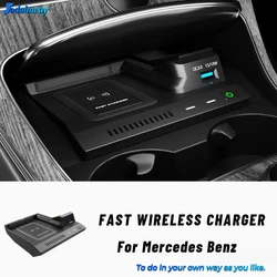 15w wireless charger pad For Mercedes Benz AMG W205 C43 C63 GLC43 GLC63 X253 C/GLC fast charge phone holder charging Interior