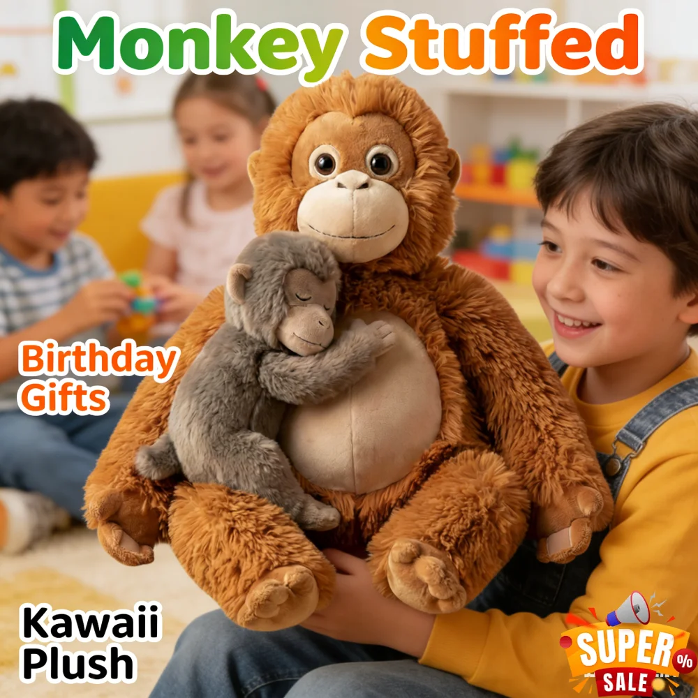 

Милая плюшевая игрушка-обнимашка в виде обезьянки, мягкая и нежная, очаровательная кукла для дома, подарок на день рождения