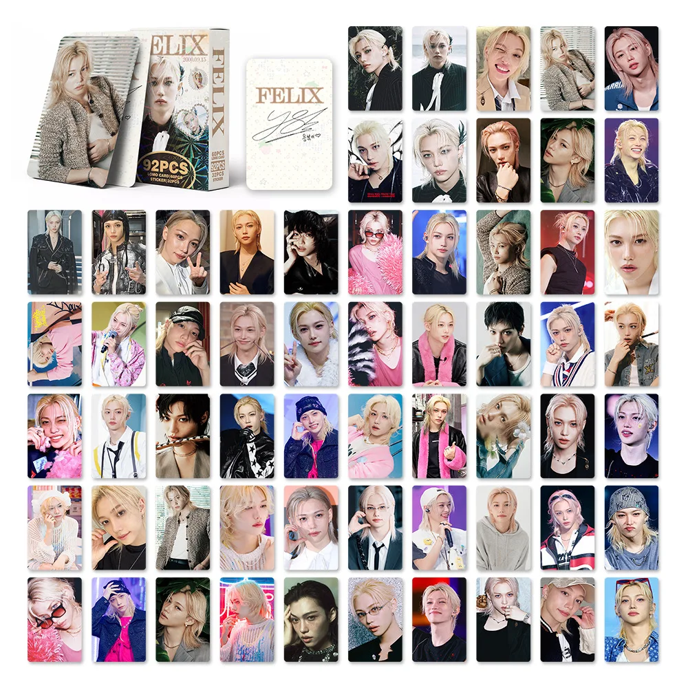 

k-pop 92pcs STRAYKIDS SKZOO Celebrity Card STR FELIX Photo Huang Xuanchen Fang Can Li Longfu Sticker Double sided LOMO Card