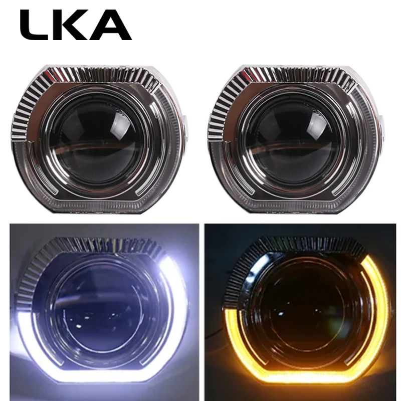 

LKA 2pcs 2.5 Inch 3 Inch Angel Eyes Led Easy Install Koito Q5 Bixenon Hid Projector Lens Shroud Mask Cover Headlight Car Styling