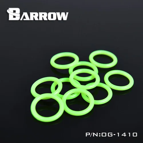 Barrow G1/4'' Green Black Silicone Seal O-ring 10pcs/set Liquid Cooler System Accessories Fitting Silicone Seal Ring Glow Dark