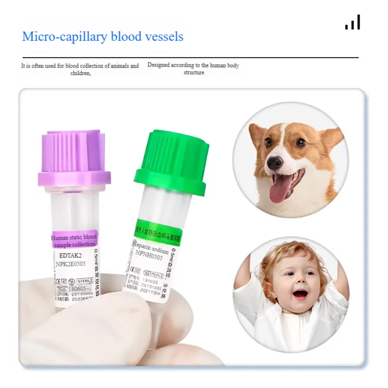100 pieces/box of micro blood collection tubes Sanli sterile 0.5ml 1ml lithium heparin sodium edta anticoagulant tube