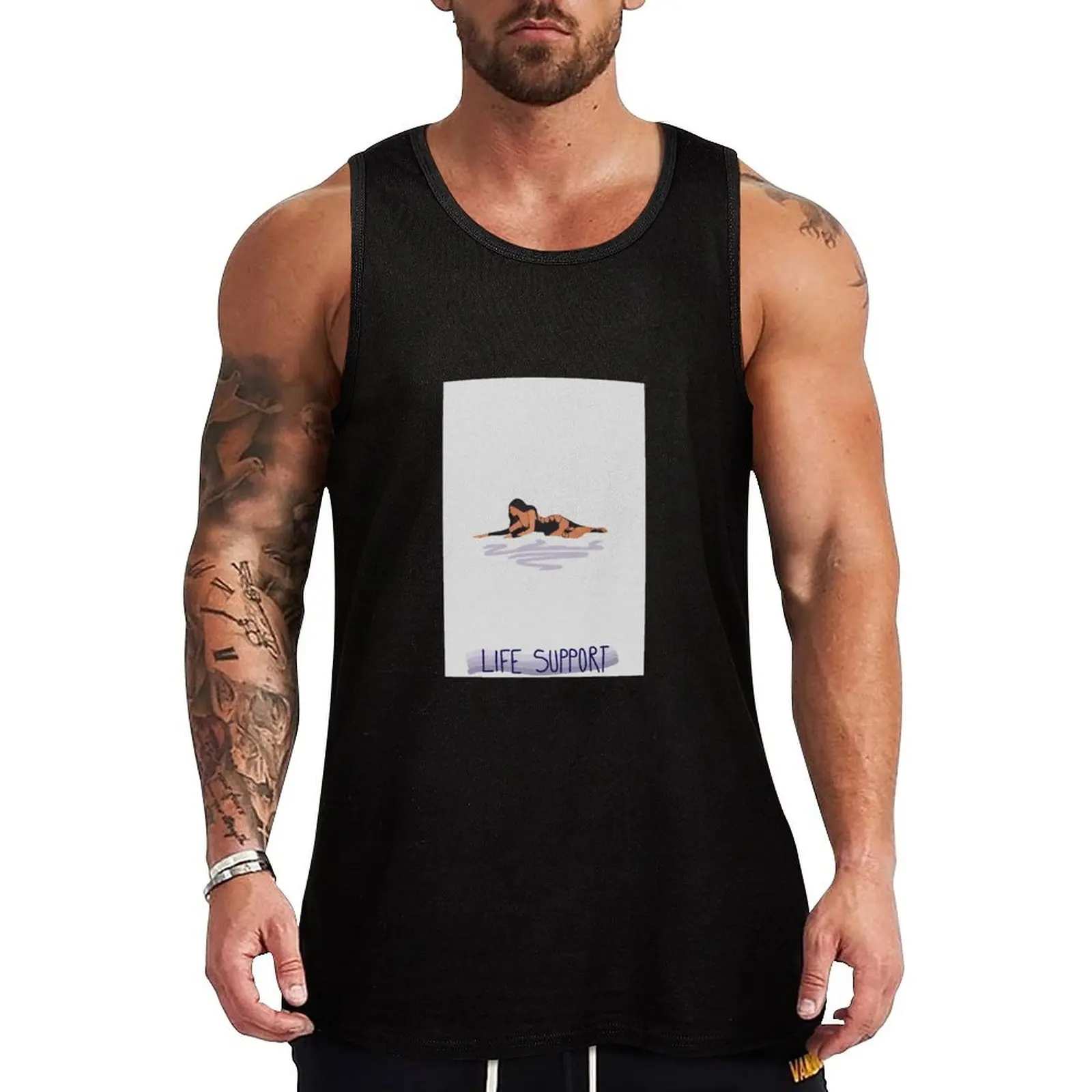 

madison beer life support with words Tank Top Men's fitness t-shirt Men's summer clothes Muscle fit vest men