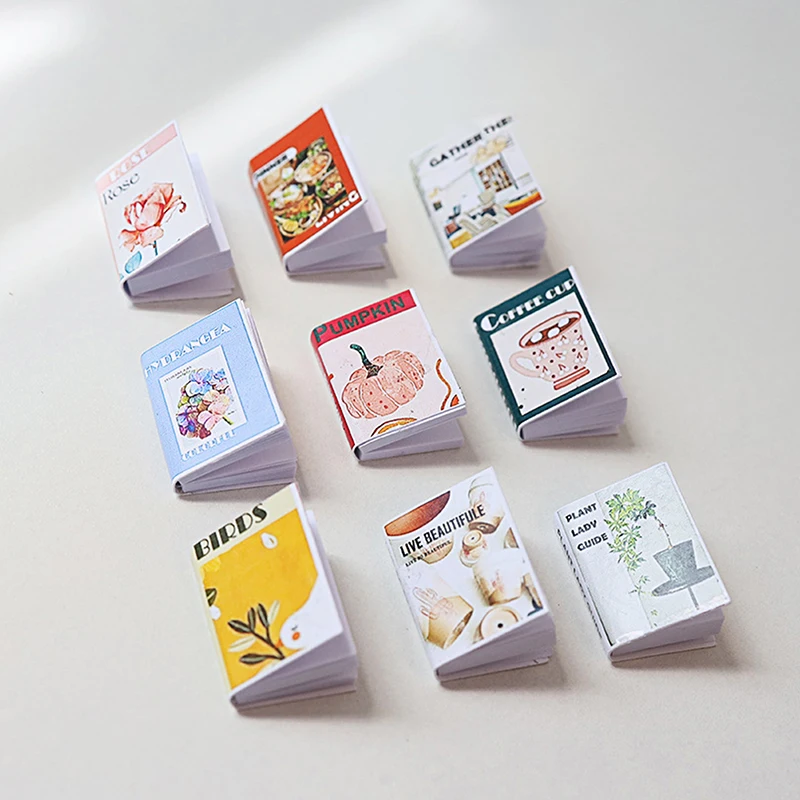 Juego de libros en miniatura para casa de muñecas, decoración para sala de estudio, accesorios de microescena para casa de muñecas, juguetes para juego de imitación, 5 uds.