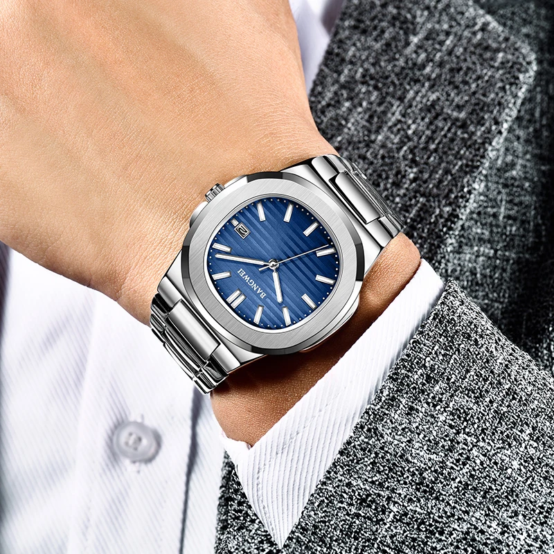 Lige Luxus uhr für Mann elegante Datum Woche wasserdichte leuchtende Herren uhr Quarz Edelstahl Sport Herren uhren Relojs Box