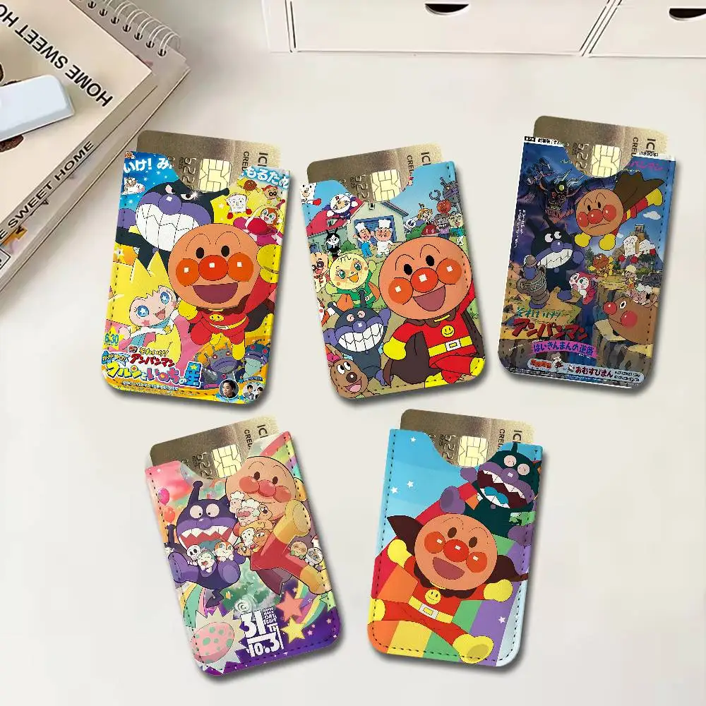 Children Anime A-Anpanman Ultra Slim Men Leather Mini Wallet Lightweight Credit Bus ID Card Holder Case for Daily Business Use