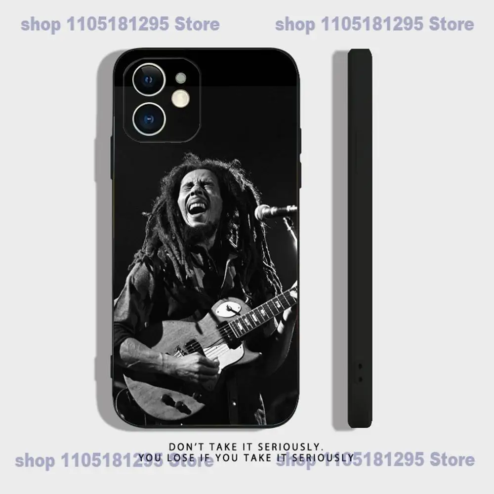 Bob Marley Weed Smoking telefoonhoesje voor iPhone 17,16,15,14,13,12,11,XR,Pro,XS,Max,XR,Plus,Mini zachte siliconen zwart schokbestendig