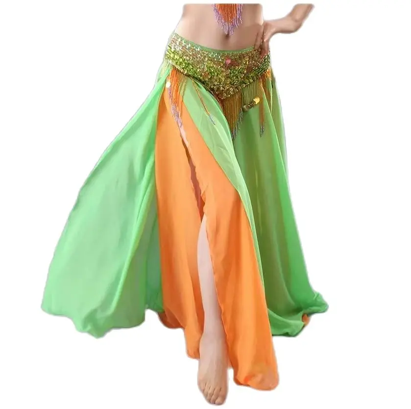 Cheap 12 Colors Professional Women Belly Dancing Clothes Full Circle Skirts Flamenco Skirts Plus Size Satin Belly Dance Skirt