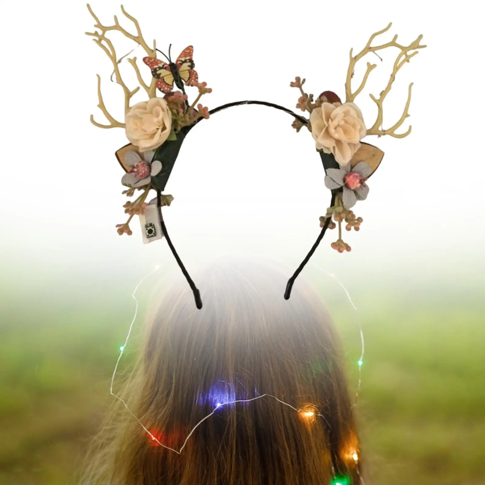 

Antlers Christmas Headband Ornament Cartoon Elk Hairhoop for Role Play Decor