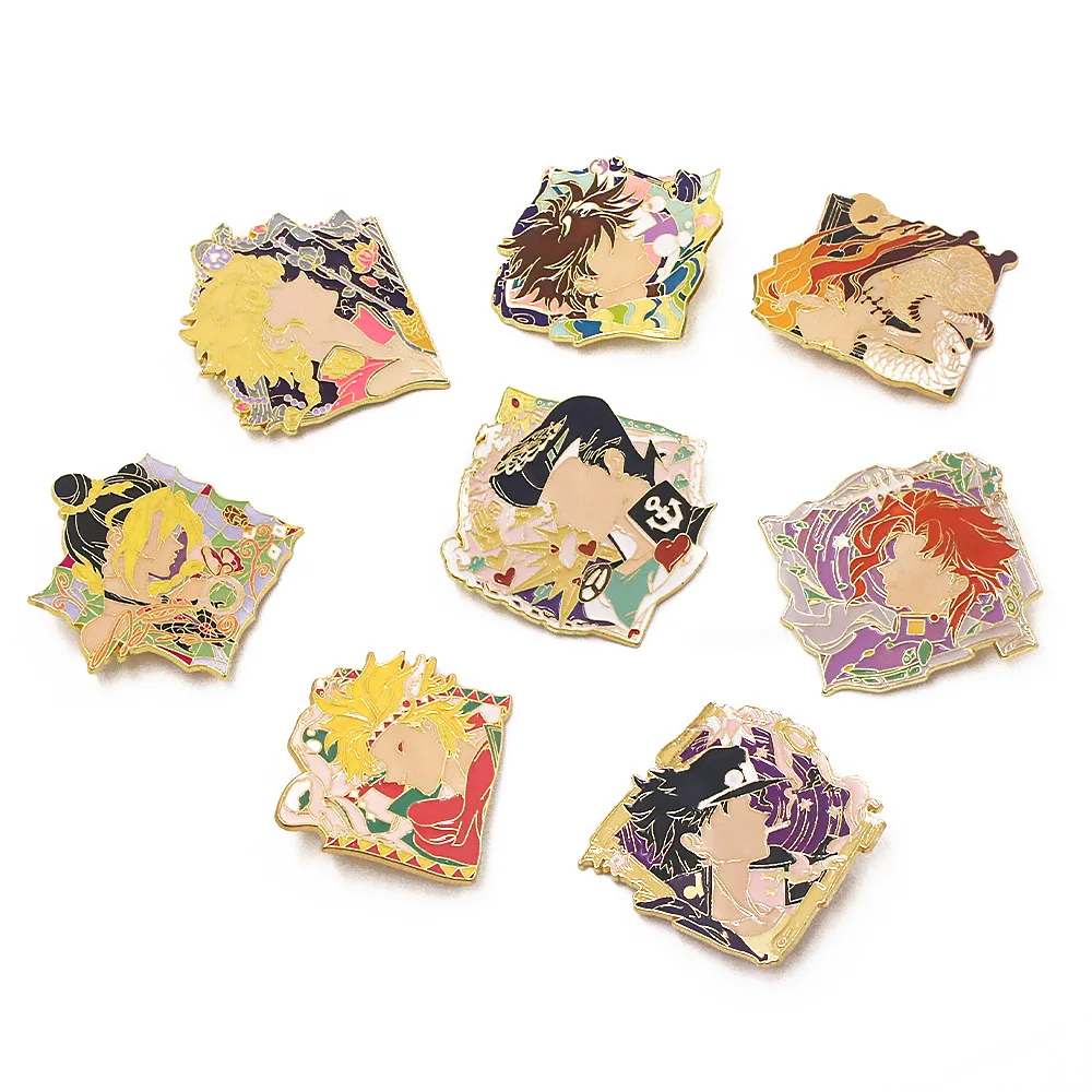 Anime Figure Kujō Jōtarō Joseph Joestar Kakyoin Tenmei Anime Exquisite Brooches Creative Trendy Badge Backpack Decor Collection