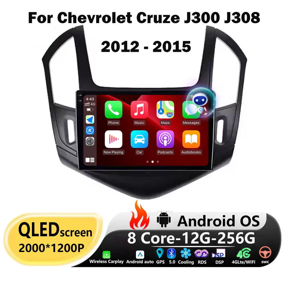 

9'' For Chevrolet Cruze J300 J308 2012 - 2015 Car Radio Multimedia Player GPS Navigation Android Auto Carplay Bluetooth DSP WIFI