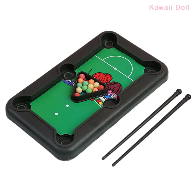 1Set Mini Tabletop Pool Set Dollhouse Elf Doll Accessories Interactive Desktop Billiards Play Educational Game