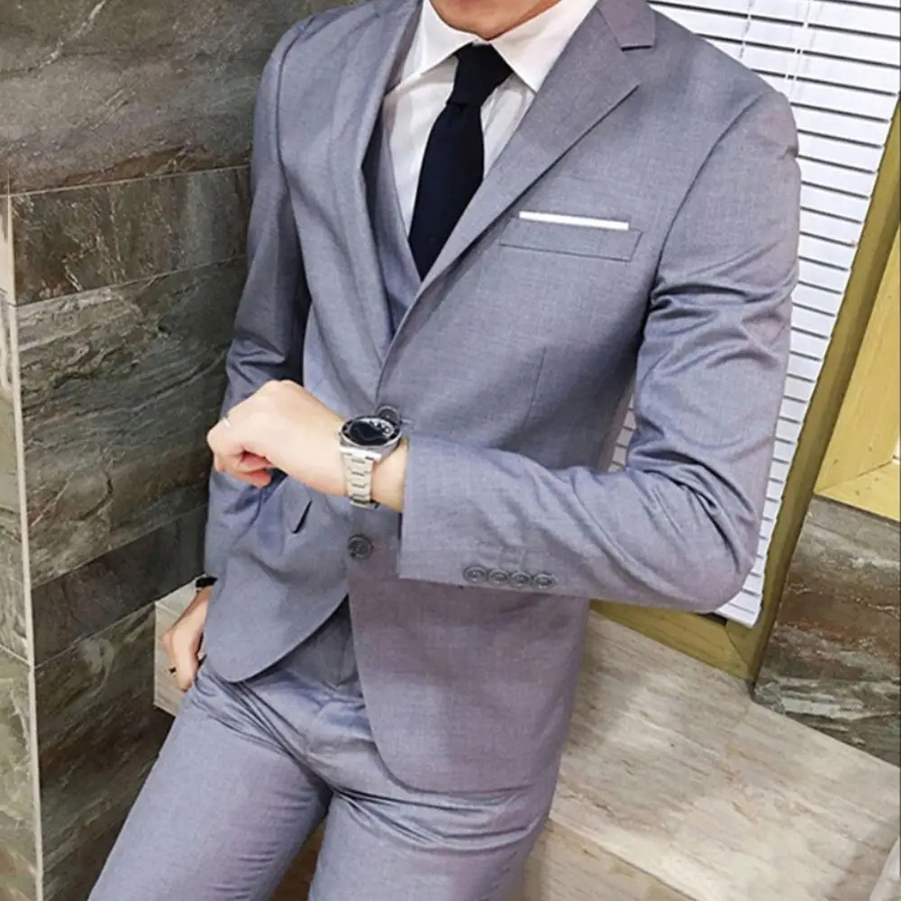 Traje Formal de negocios para hombres, conjunto de chaleco, Blazer, pantalones, trajes de boda para hombres, Blazer elegante, chaleco, pantalones,