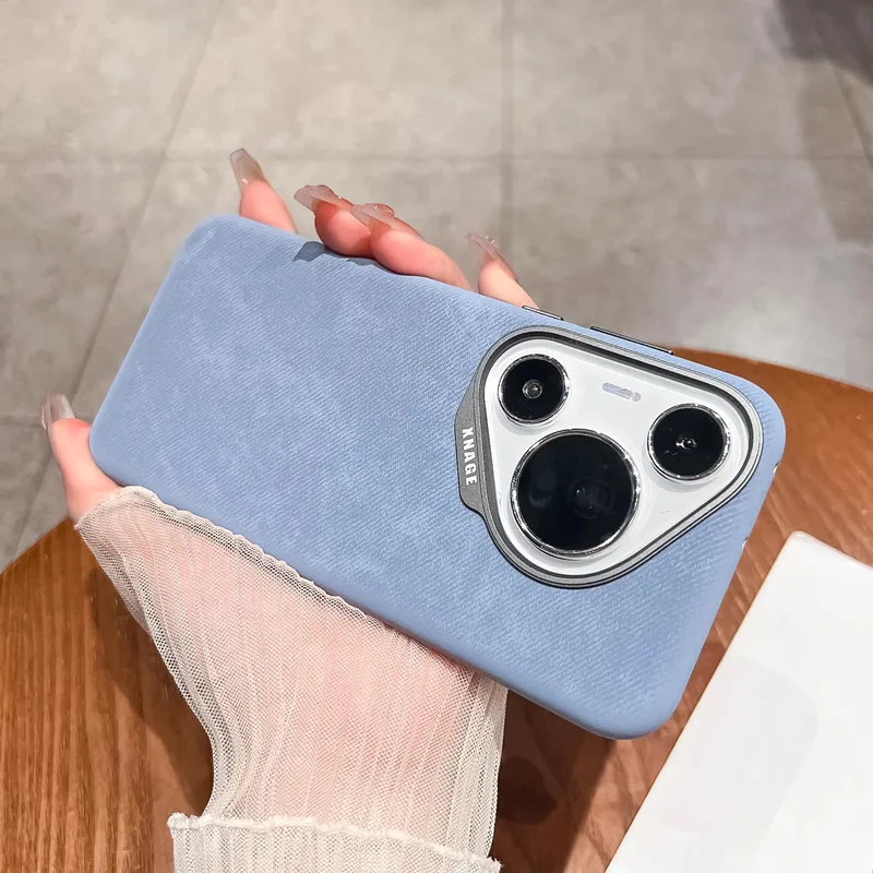 غطاء جلدي عتيق فاخر لهاتف ذكي ، ألياف فائقة الدقة ، حافظة خلفية مغناطيسية ، شحن لاسلكي magafe ، هاتف ذكي Pura Pro ، 70 #1