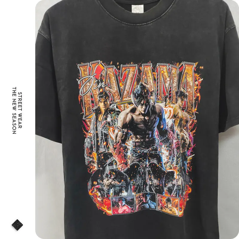 Tekken6 T Shirt Jin Kazama Yoshimitsu Pc Game Vintage Washed Tops Tees Hip Hop Harajuku DTG Print Short Sleeve Oversized T-shirt