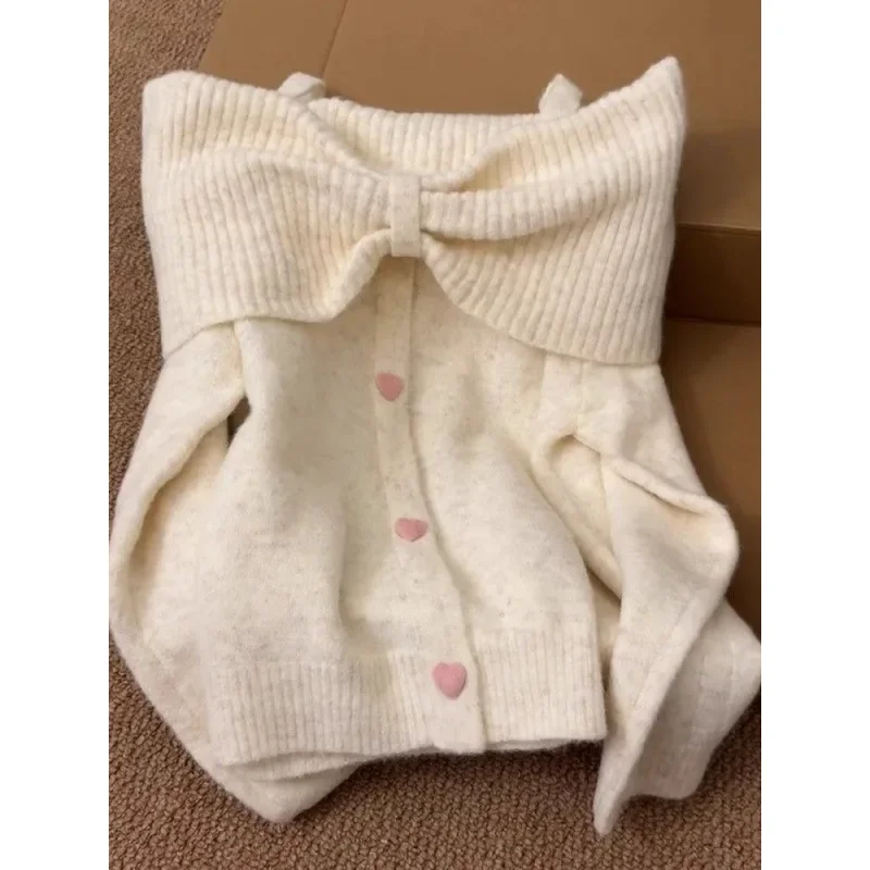 

Красный свитер на одно плечо с узлом-бабочкой, женский осенне-зимний новый стиль, элитный вязаный топ на Рождество и Новый год