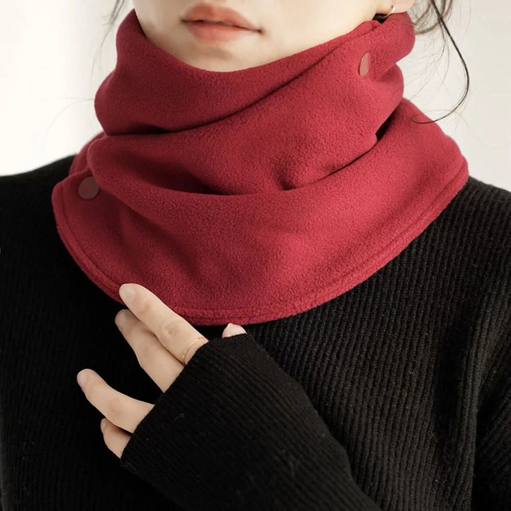 2023 New Winter Fleece Neck Scarf With Snap Buttons Windproof Scarf Pipe For Men Multi-use Plush Shawl Woman Neck Warmer Cover