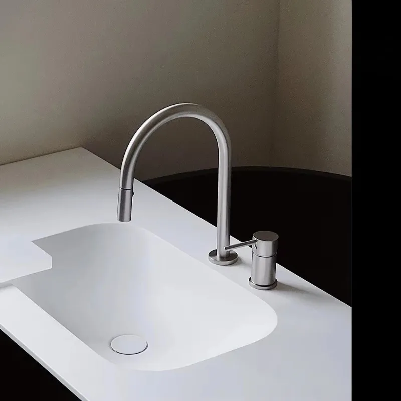 

Zc новый матовый никель кухонный смеситель профессиональный вращающийся выдвижной смеситель для раковины смеситель для раковины