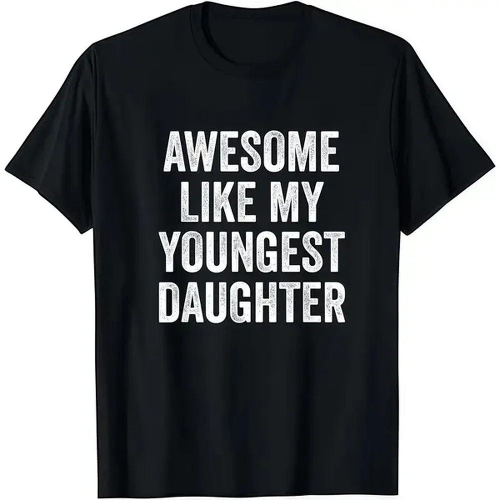 Men's Graphic Cotton Tshirt, Casual Fit Shortsleeve Round Neck Top, 'Awesome Like My Youngest Daughter' Print, Funny Father's Day Gifts for Him, Mens Clothes, Daddy Needs A Beer Slogan Men's Short-Sleeve T-Shirts, Father's Day Text Men's Short-Sleeve T-Sh