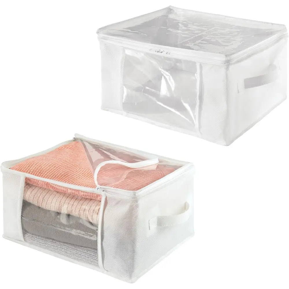 

Medium Fabric Storage Bags with Zipper, Set of 2, 16x12x8 Inches