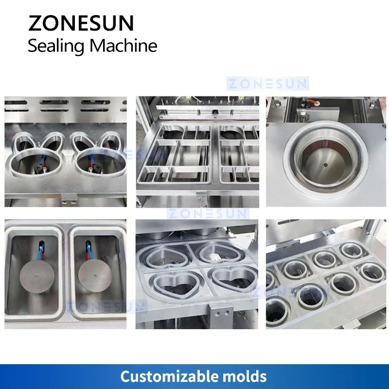 ZONESUN التلقائي سدادة الأكواب K آلة ختم الأكواب غطاء مسبق القطع معدات ختم الأكواب 4 رئيس آلة الختم الحراري ZS-HS4