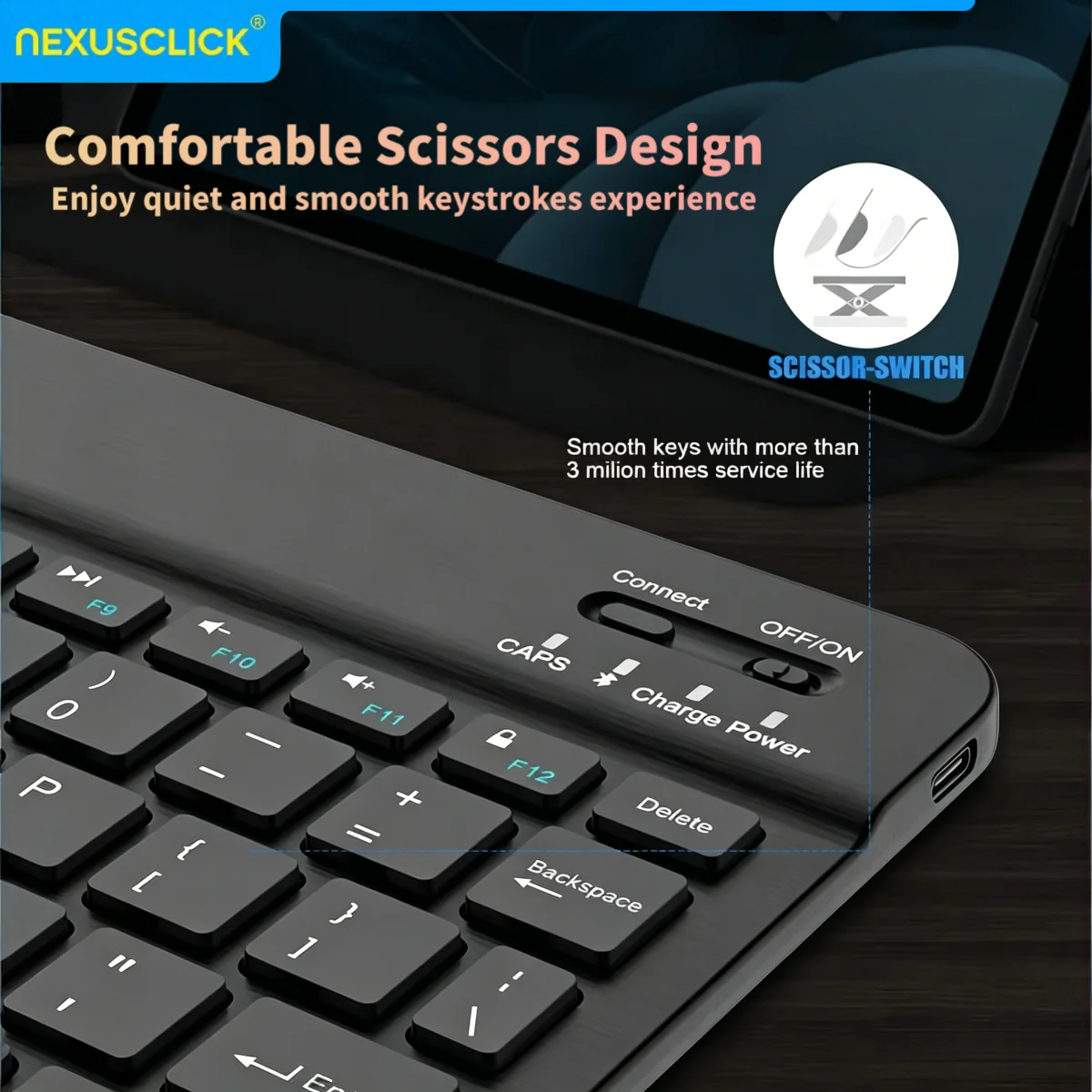NexusClick Wireless Bluetooth Keyboard Compatible with iPad 10th Generation iPad Pro All Sizes PC Samsung Xiaomi Android Tablets image 5