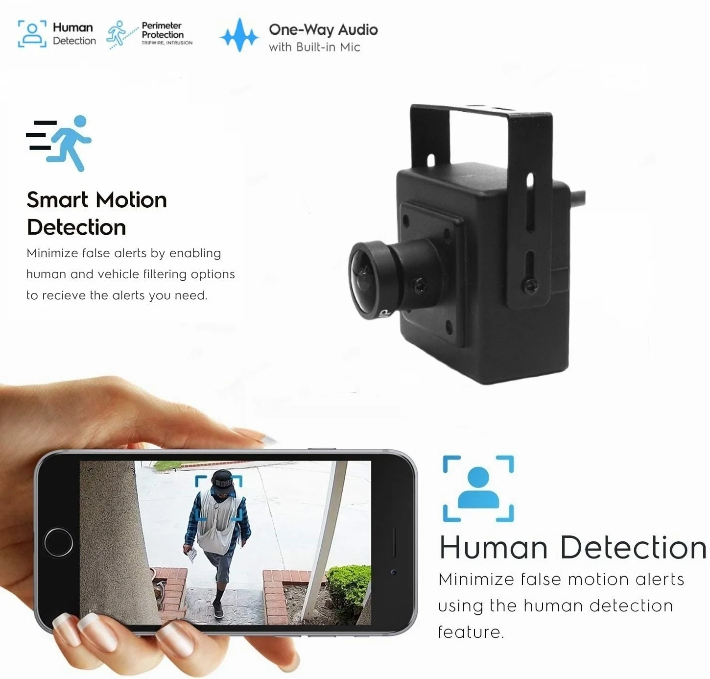 Mini telecamera IP audio 4K 5MP/4MP/3MP con microfono CCTV Telecamera di sorveglianza domestica di sicurezza HD Piccola telecamera con rilevamento umano