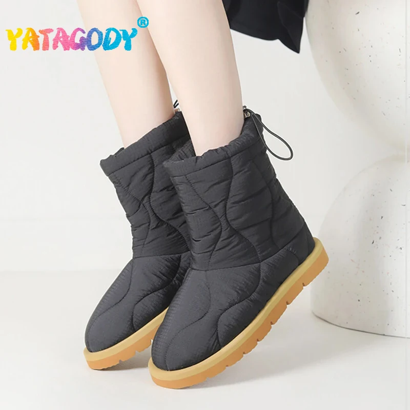 YATAGODY Size 33-43 Women Snow Boots Platforms Round Toe Confortable Casual Outdoor Ladies Ankle Boots Winter Warm Shoes Woman