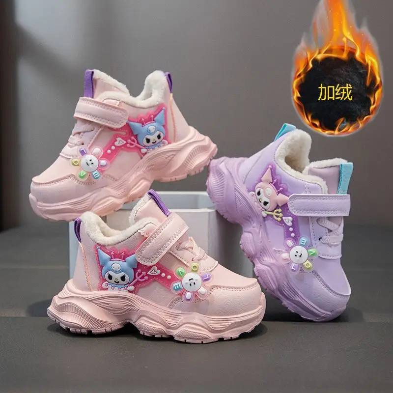 سانريو كورومي الخريف الشتاء أحذية رياضية الأطفال أحذية رياضية جديدة الأميرة حذاء كاجوال فتاة احذية الجري بالإضافة إلى الأحذية القطنية المخملية #4