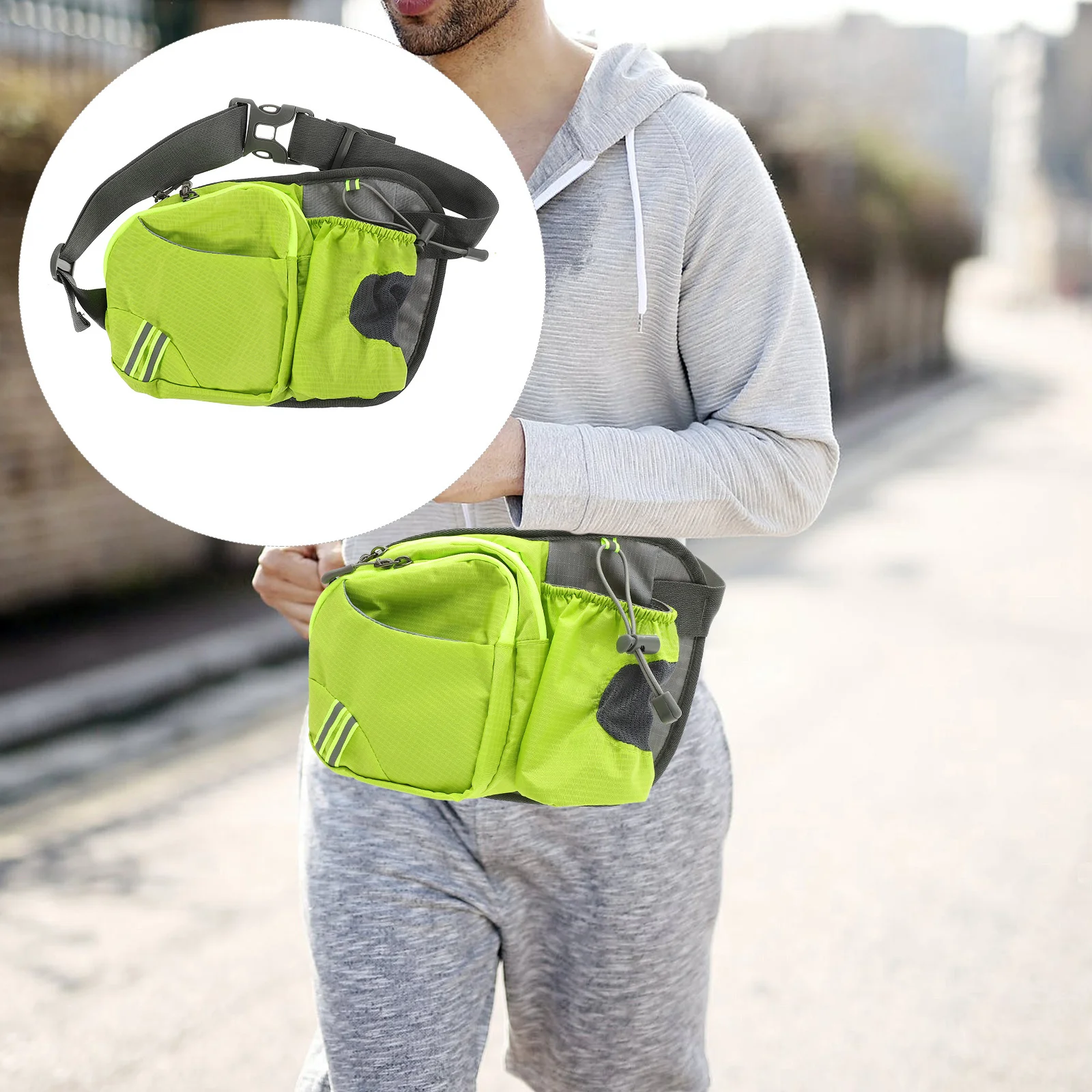 

Sports Waist Bag Running Belt Pouch for Men Women Portable Lightweight Large Capacity Kettle Pocket Travel Hiking Cycling Green