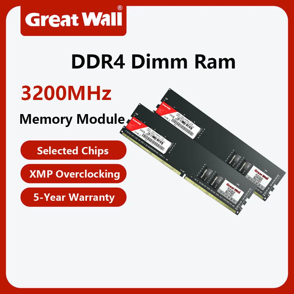 

Оперативная память Great Wall DDR4 для ПК, 8 ГБ, 16 ГБ, 32 ГБ, 3600 МГц, 3200 МГц, 2666 МГц, DIMM-память, 288-контактный процессор памяти для настольного компьютера