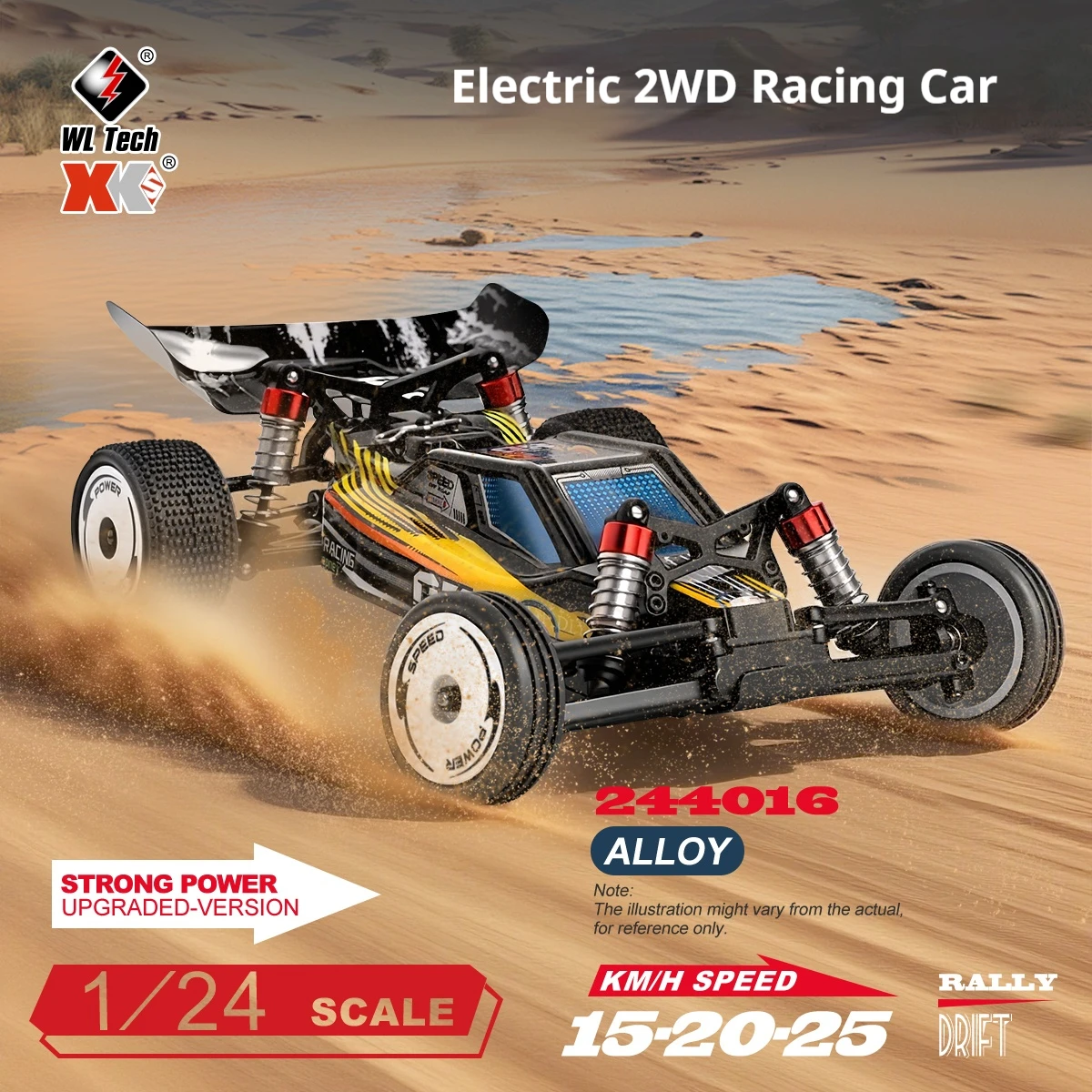 

Wl 244016 1:24 Scale Remote-Controlled Electric Racing Baja Car High-Speed Two-Wheel Drive Rc Car Toy Kids Birthday Xmas Gift
