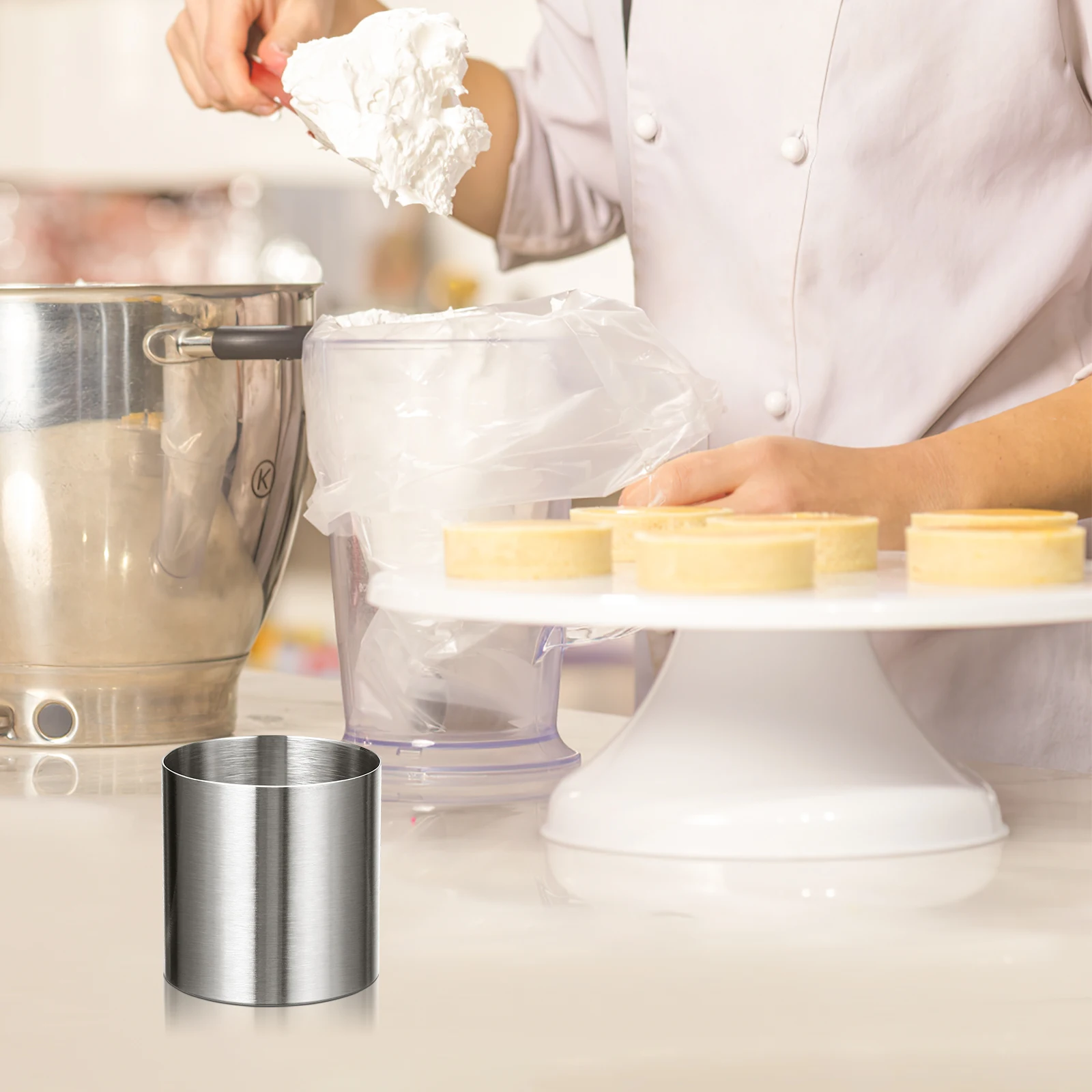 

1 pc Mold Round Stainless Steel High Quality Baking Pan Mousse Non-Stick Easy Demoulding Reusable for Biscuit