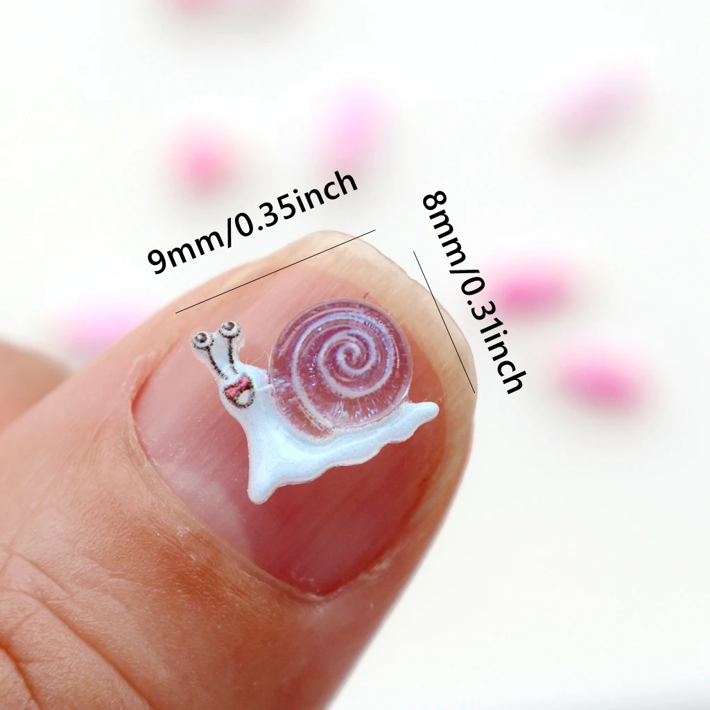30pcs Mixed Color Snail Resin Charms - Kawaii Flatback Cabochons for DIY Nail Art, Phone Case, Scrapbook, Hair Clip Decoration