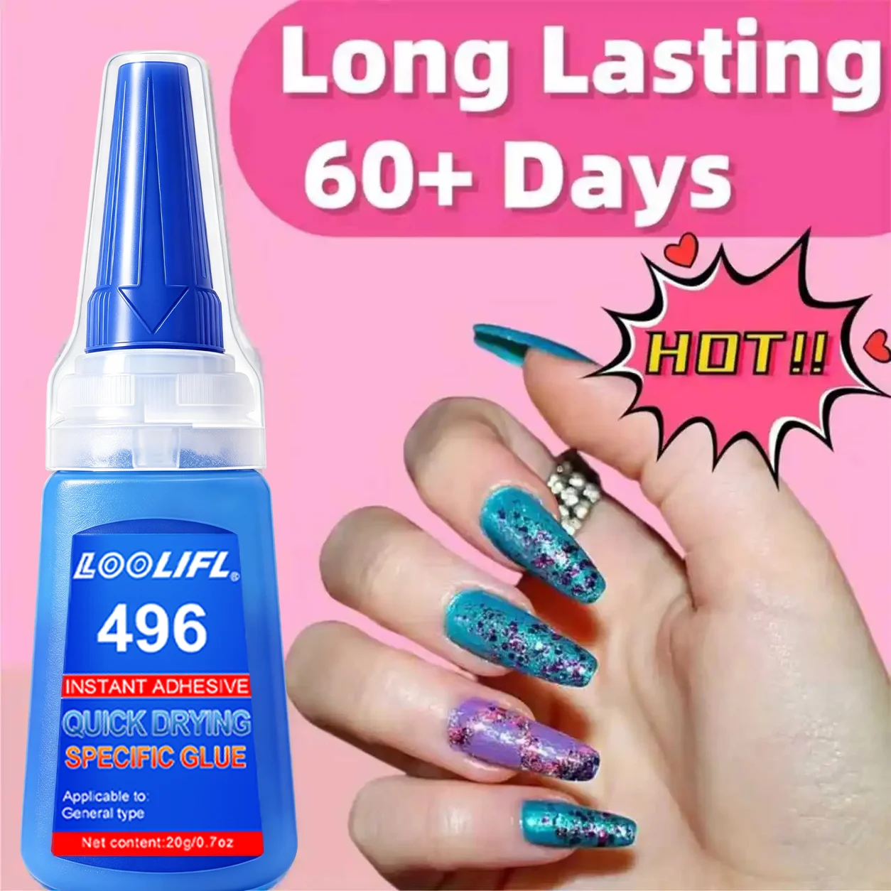 Nail Extension Gel, Transparent Hard Gel with Super Strong Adhesion, Quick-Drying and Durable, Used for Nail Enhancement. for False Nail Tips, Acrylic Nails, Press-On Nails, and Fake Nail Art Decorations. Stays Firm When Washing Hands, Washing Dishes, Typing, or Doing Sports. Designed Specifically for Nail Patching and Nail Patch Decoration