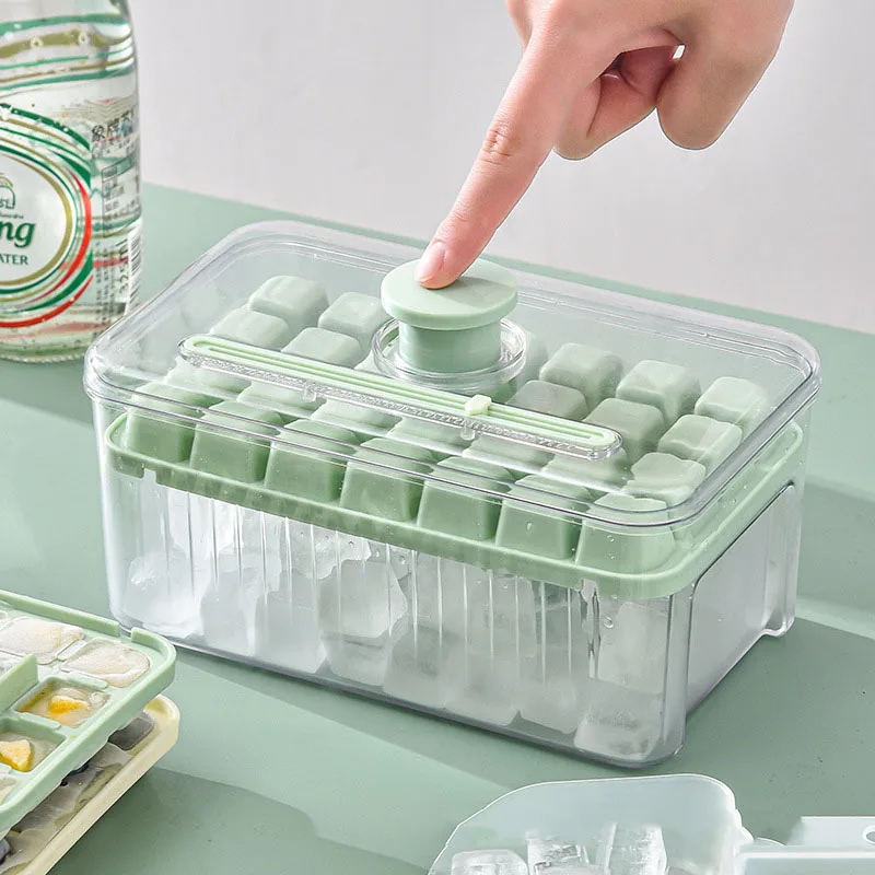 28/56 Grids Press Type Ice Cube Maker Ice Box Tray With Storage Box Ice Cube Tray for Beer Coffee Quick-freeze Kitchen Gadget