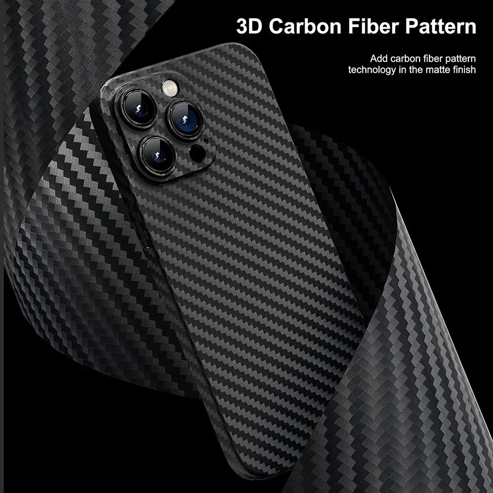 Carbon Fiber Texture Phone Case For iPhone 14 Plus 13 12 Mini 11 Pro Max XR XS Max 7 8 6 Plus 6S 0.3mm Ultra Thin Back Bumper