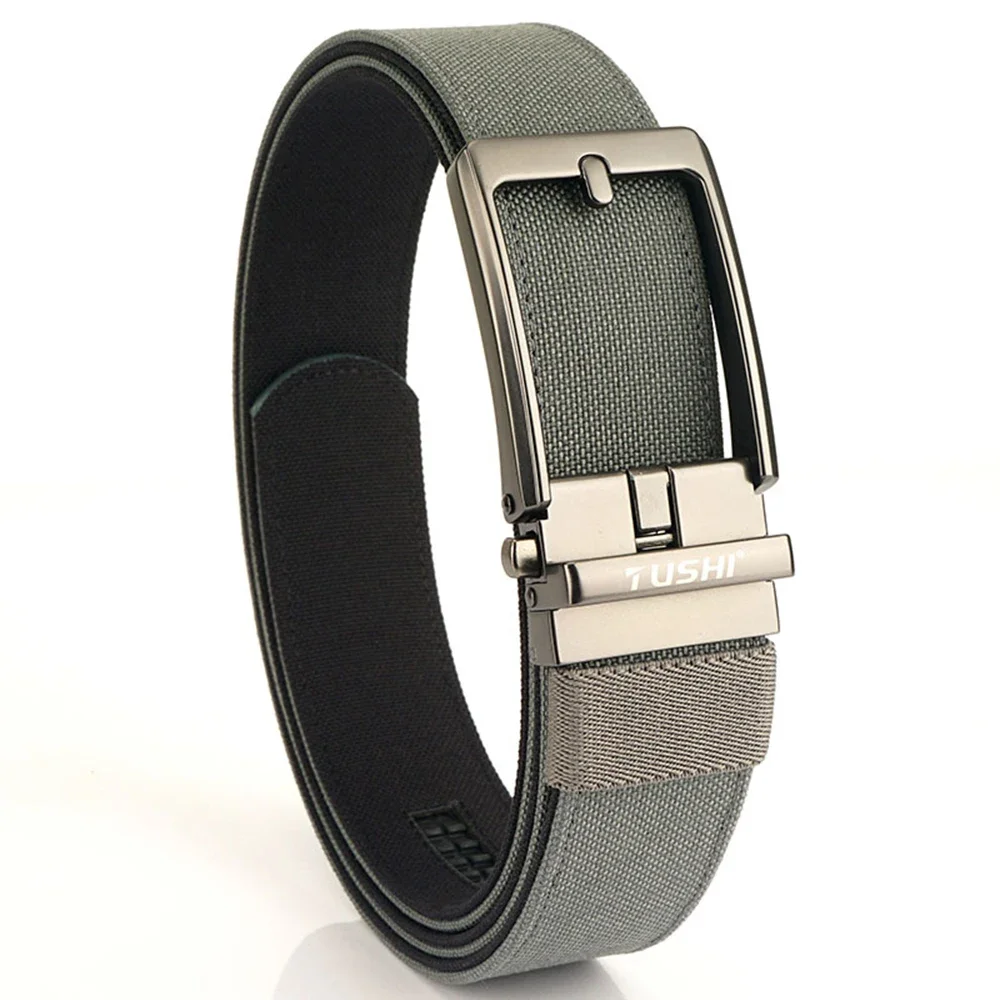 TUSHI Brand New 3.5 Wide Alloy Automatic Buckle Thickened Double-Layer Nylon Soft Mens Belt Versatile Casual Outdoor Pants Belt